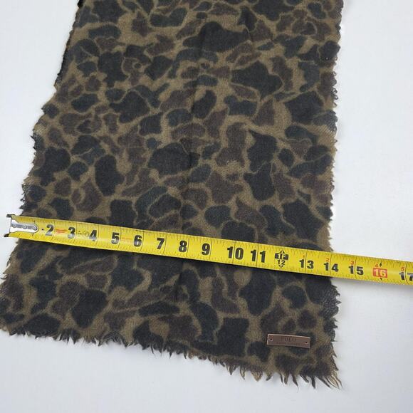 Polo Ralph Lauren Wool Scarf Mens Leopard Print Brown Black Fringe Warm Soft - Picture 6 of 9